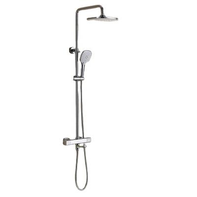 China With Slide Bar Bathroom Fixtures Brass Cartridge Valve Mixing Water Bath Faucet Taps Shower Wall Mounted Thermostatic Mixer for sale