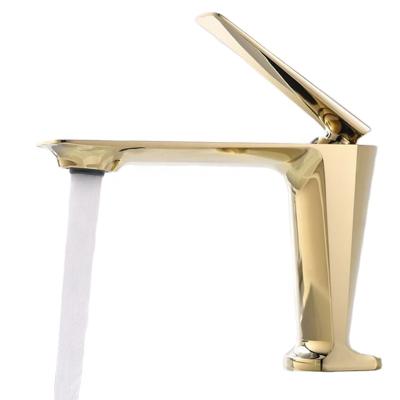 China 2020 Single Handle Gold Plating Basin Single Hole Water Mixer Bathroom Sink Faucet Modern Simple Metered Taps 2020 for sale