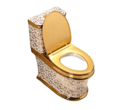 China Gold Color Luxury Toilet Cistern One Piece Floor Hidden Ceramic Sanitary Ware King Toilet for sale