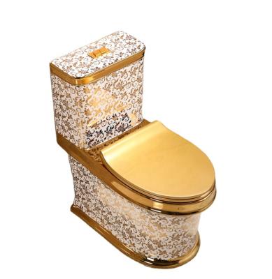 China High Quality Gold Plating Hidden Wc Bathroom Tank Color One Piece Toilet Bowl for sale