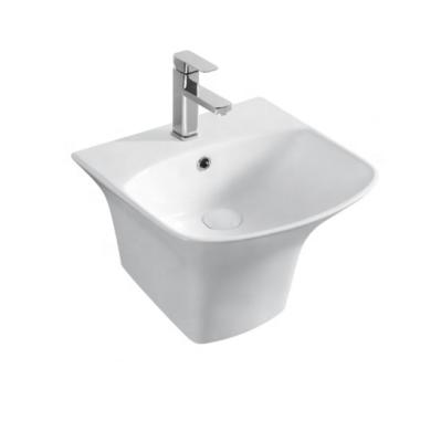 China Modern White European Style Sink Wall Hung Porcelain Half Pedestal Hand Wash Basin for sale