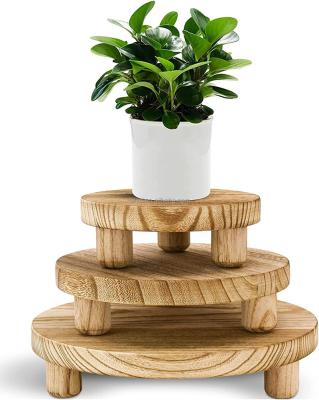 China CLASSIC Set 3 Plant Wooden Stool Plant Stand Flower Pot Flower Pedestal Riser Stand With Wooden Legs for sale