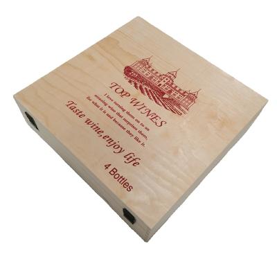 China Recyclable Wooden Wine Box Vintage Brown Wooden Wine Six Bottle Holder Gift Box Locking Latch for sale