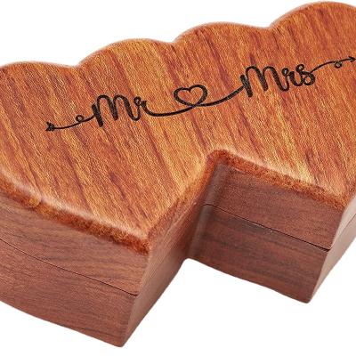 China Handmade Wood Ring Box from Europe for Wedding Day Ring Boxes Small Engraved for Engagement/Proposal, Rustic Ring Box for sale