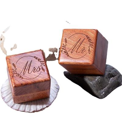 China Europe Homish Wedding Ring Box Unique and Engagement Ring Holder Boxes for Mr and Mrs Wedding Decorative Box (Rustic Brown) for sale