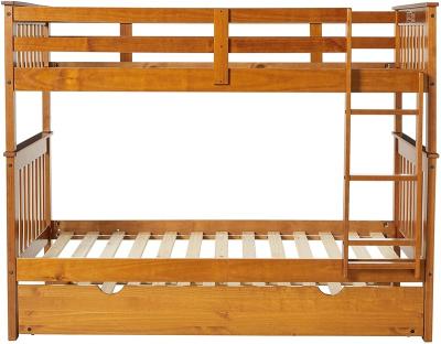 China (Size) Modern Design Solid Wood Pine Adjustable Bunk Beds With Brown For Kids for sale