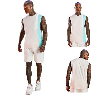 China Gym muscle men anti-pilling sleeveless t-shirt 2 piece suit for men running summer short mens sets custom made 2 piece short set for sale