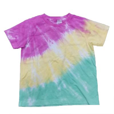 China 100% Casual Loose Anti-pilling T-shirt Summer Cotton Children Kids Tie Dye Short Sleeve T-shirt for sale