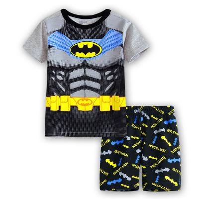 China Summer T-shirt Cartoon Baby Sleepers Breathable Kids Pajamas+Hero Girls Boys Pajamas Kids Sports Set Shorts Sleepwear for sale