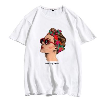 China Breathable Letter Tops Cotton Casual Simple Custom T-shirt Printing Blank T-shirts Women T-shirt for sale