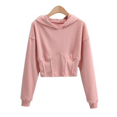 China Autumn Breathable Crop Logo White Superior Lightweight Printed Hooded Sweatshirt For Women for sale