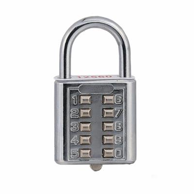 China New 10 Digit Combination Anti-theft Push Button Coded Padlock For Office Outdoor School Bedroom Home Security Using for sale