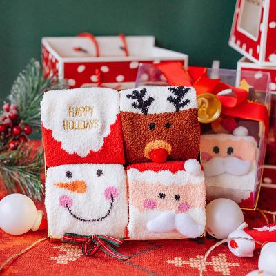 China Hot Selling QUICK DRY Christmas Socks Four Pairs Christmas Socks Unisex Winter Socks Product/Box Fuzzy Gift for sale