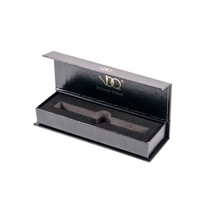 China Recycle Custom Lip Balm Shiny Black Packaging Eyeliner Serum Magnetic Magnet Gift Box for sale