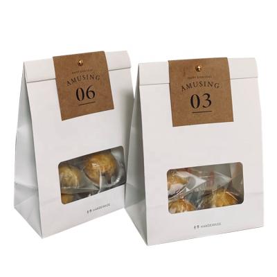 China Recyclable Manufactures Custom Private Label Small Recycle Paper Candy Chocolate Cookie Kraft Paper Bag With Window for sale