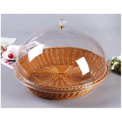 China A143 Sustainable Dustproof Fruit Basket With Lid Supermarket Show Storage Rattan Handmade Fruit Basket for sale