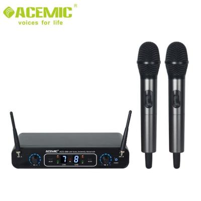 China ACE-288 Handheld Karaoke Microphone 16*2 Selectable Frequencies Dual UHF Digital Wireless Microphone for sale