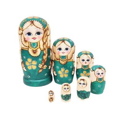 China Cartoon Russian Nesting Toy 7pcs Matryoshka Dolls For Children 2020 Best Selling Hand Painted Wooden Toys Dolls Best Birthday Gifts for sale