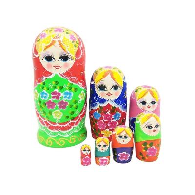 China Cartoon Russian Nesting Toy 7pcs Matryoshka Dolls For Children 2020 Best Selling Hand Painted Wooden Toys Dolls Best Birthday Gifts for sale