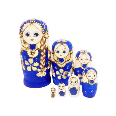 China Cartoon Russian Nesting Toy 7pcs Matryoshka Dolls For Children 2020 Best Selling Hand Painted Wooden Toys Dolls Best Birthday Gifts for sale