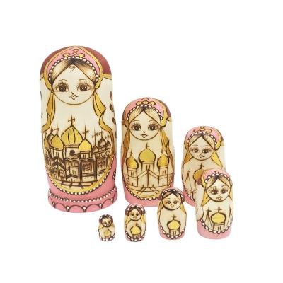 China Cartoon Russian Nesting Toy 7pcs Matryoshka Dolls For Children 2020 Best Selling Hand Painted Wooden Toys Dolls Best Birthday Gifts for sale