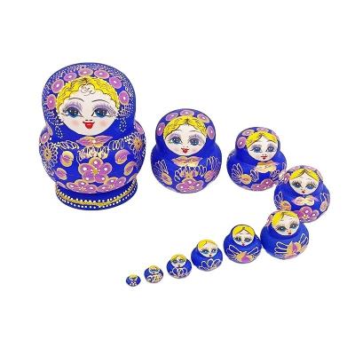 China Cartoon Toy 10pcs Flower Matryoshka Russian Nesting Dolls For Children 2020 Best Seller Hand Painted Wooden Dolls Toys Best Birthday Gifts for sale