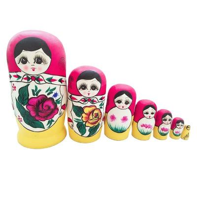 China Cartoon Toy 7pcs Girl Matryoshka Russian Nesting Dolls For Children 2020 Best Seller Hand Painted Wooden Toys Dolls Best Birthday Gifts for sale