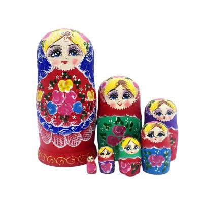 China Cartoon Russian Nesting Toy 7pcs Matryoshka Dolls For Children 2020 Best Selling Hand Painted Wooden Toys Dolls Best Birthday Gifts for sale