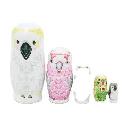 China Cute Russian Matryoshka 5pcs Cartoon Eagle Nesting Doll Handmade Wooden Toys Best Birthday Gifts For Children for sale