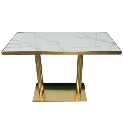 China Wholesale Modern Gold Luxury Coffee Hotel Wedding Table Dining Stainless Steel Tables for sale