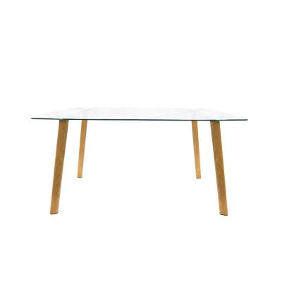 China Save Space Tempered Glass Metal Square Legs Dining Table for sale