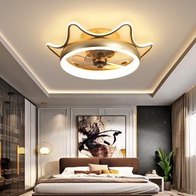 China 36W Modern Decorative LED Ceiling Fan Lamp Adjustable Wind Speed With Remote Control Sand Gold Indoor Lighting Bedroom for sale