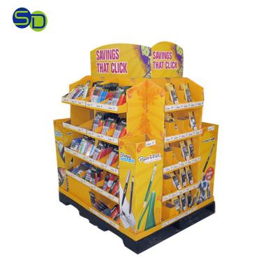 China C004 Supermarket Advertising Supermarket POP Product Retail Stationary Cardboard Corrugated Floor Display Stand Rack Shipper for sale