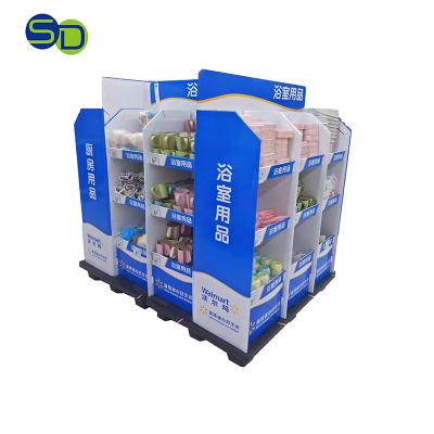 China Promotion & promotional kitchen retail ware cardboard floor rack display or pallet display for home appliance and kitchen retail supermarket for sale