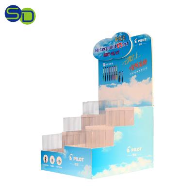 China Stationery Shop Pencil Holder Box Bakery Cardboard Display Makeup Counters JL026 Customized Stable Mobile Showcase Retail Top Factory for sale