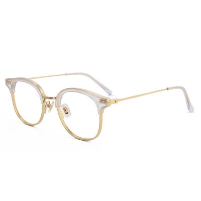 China New Fashion Retro Design Acetate Light Metal Eye Glass Optical Eyeglass Monocle Frame In Stock for sale