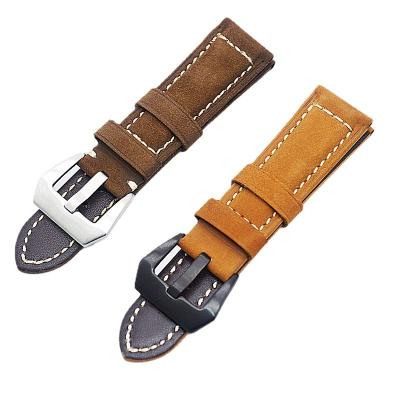 China Breathable Genuine Leather Soft Watch Strap For Men Vintage Crazy Horse Leather Watch Band 20mm 22mm 24mm for sale