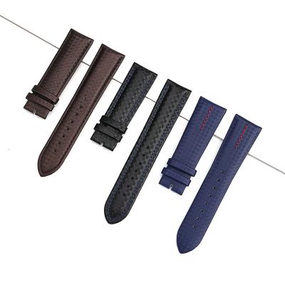 China Breathable Carbon Fiber Watch Bands Collection Genuine Leather Straps For Smartwatches for sale