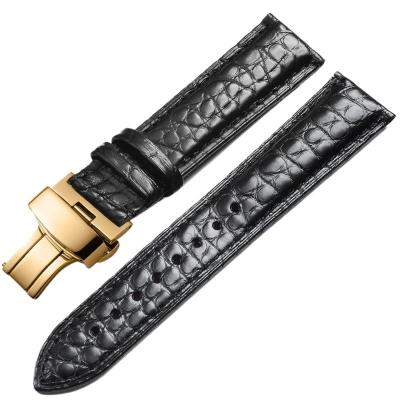 China Breathable High Quality Watch Band For Men And Women Handcrafted Genuine Crocodile Leather Watch Strap With Buckle for sale