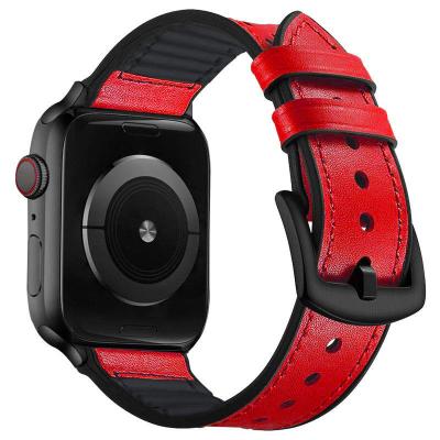 China Breathable Genuine Leather Watch Band Stylish Replacement Strap For Apple Watch for sale