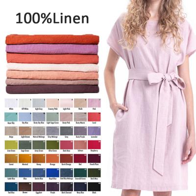 China Organic Cut Pieces Comfy Plain Dyed 100% Woven Knitted Linen Fabric For Throw Blanket for sale