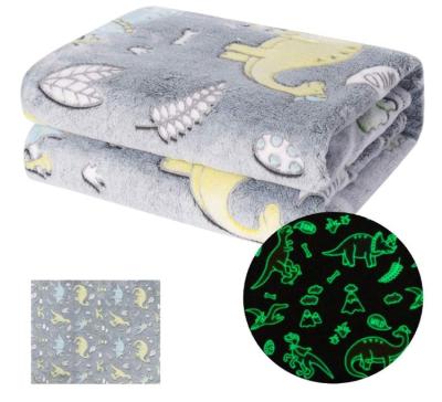 China Wholesale Wearable Kids Unicorn Dinosaur Soft Fur Therapy 55 x 80 6.8kg Gray Throw Blankets Knitted Dark Glow in Dark Blanket for sale