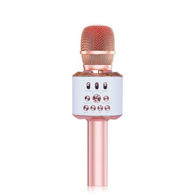 China Beautiful Mini Microphone LED Handheld Portable Handheld Radio Player Karaoke Wireless Microphone for Women Gifts for sale