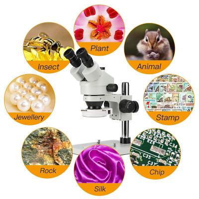 China High Quality Simul-focal Zoom Stereo Microscope 3.5X-90X Trinocular Stereo Microscope 56 Bulb PCB SWIFT LED Ring Light With CE for sale