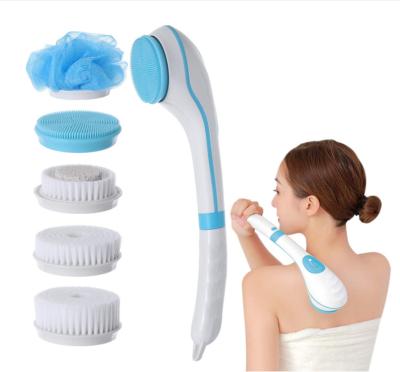 China Long Handle 5 in 1 Electirc Shower Sweep Multifunctional Cleaning Bath Facial Back Brushes Waterproof Silicon Massage Skin Bath Brush for sale