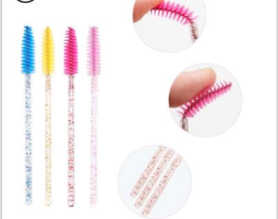 China Disposable Colorful Crystal Eyelash Brush Solid Spiral Eyebrow Brush Mascara Applicator Cosmetics Eyelash Comb for sale