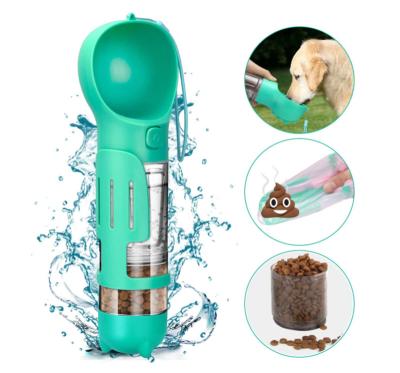 China Mutil-funcation Dog Water Bottle Drink Waste Bag Pet Water Dispenser Travel Automatic Feeding Walking Dog Cat Water Bottle for sale