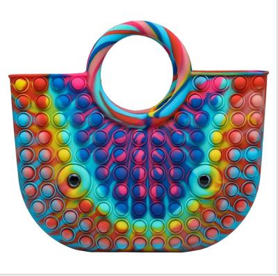 China Fashion Amazon Silicone Storage Totes Bag Popper Popper Popper Pouch Pencil Bag Sensory Women Women Relaxation Rainbow Toy Handbag for sale