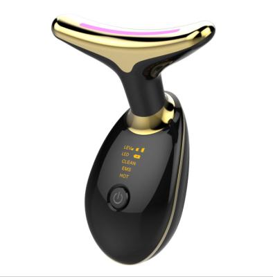 China Tyra Firming Beauty Massager 3 Color LED Neck Massager Anti Puffiness Neck Face Vibrating Hot Compress Anti Wrinkle Electric Neck Massager for sale