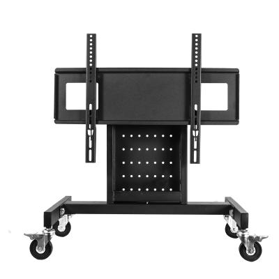 China Durable Rolling 32-65 Inch TV Stand Portable Movable Trolley Height Adjustable Tilt Floor With Modern Movable Wheel Mount Steel Bracket for sale